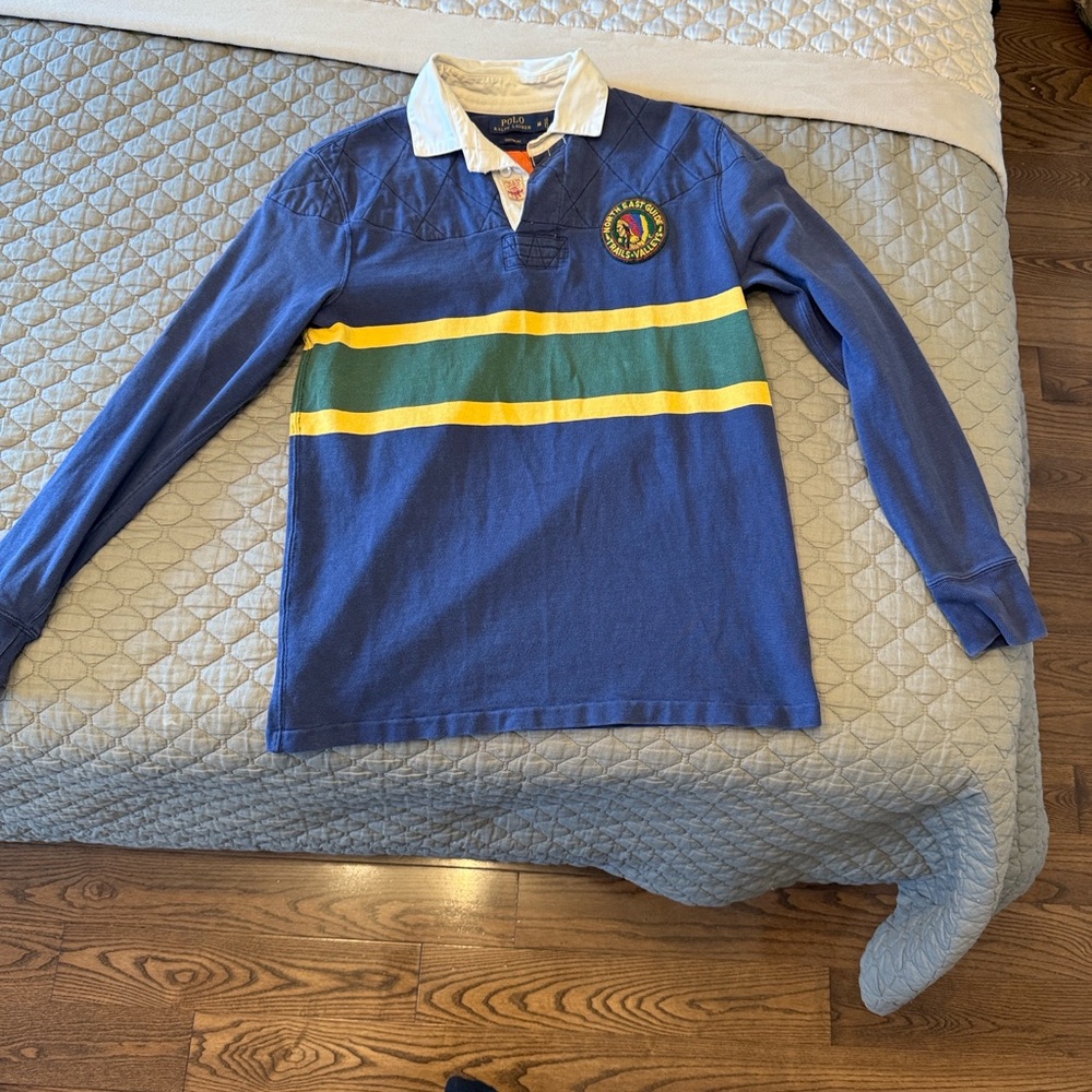 Polo by Ralph Lauren mens Blue and Yellow Rugby Shirt - Picture 1 of 1